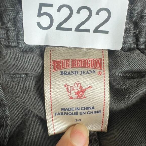 True Religion Pants Mens 38 Gray Cargo Anthony Distressed Logo Drawstring - Picture 12 of 16